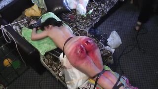 Fuck! Her ass is being fucked with lots of blood.