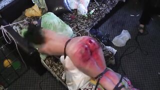 Fuck! Her ass is being fucked with lots of blood.