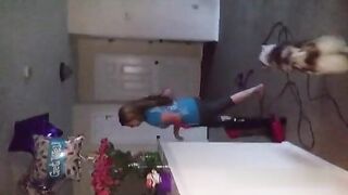 Tricking sister into flashing tits.