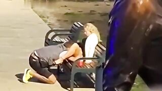 Guy eating pussy in public.