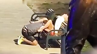 Guy eating pussy in public.