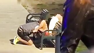 Guy eating pussy in public.