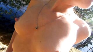 Naked Teen Walks in Spring Forest