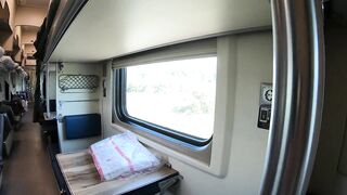 Naked Girl in a Train Carriage: Public BDSM Solo with Tattoos and Small Tit
