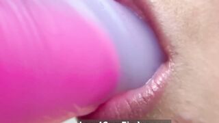 Big-Titted Babe Self-Facials with a Sex Toy on Webcam