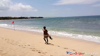 Sandy's Public Beach Adventure: BDSM, Toys & POV Fun!