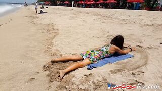 Sandy's Public Beach Adventure: BDSM, Toys & POV Fun!