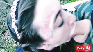 Mountain-side Public Facefuck with a Kinky Couple