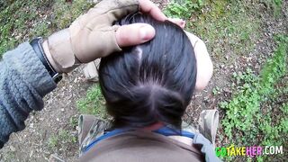 Mountain Blowjob with a Kinky Brunette