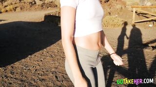 Risky Public Handjob and Nude Blonde Teen